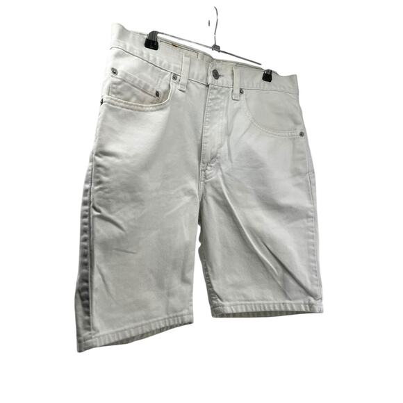 Vintage Levi’s 505 Regular Fit White Denim Shorts W31 Made in USA 90s Cutoff - Picture 1 of 16